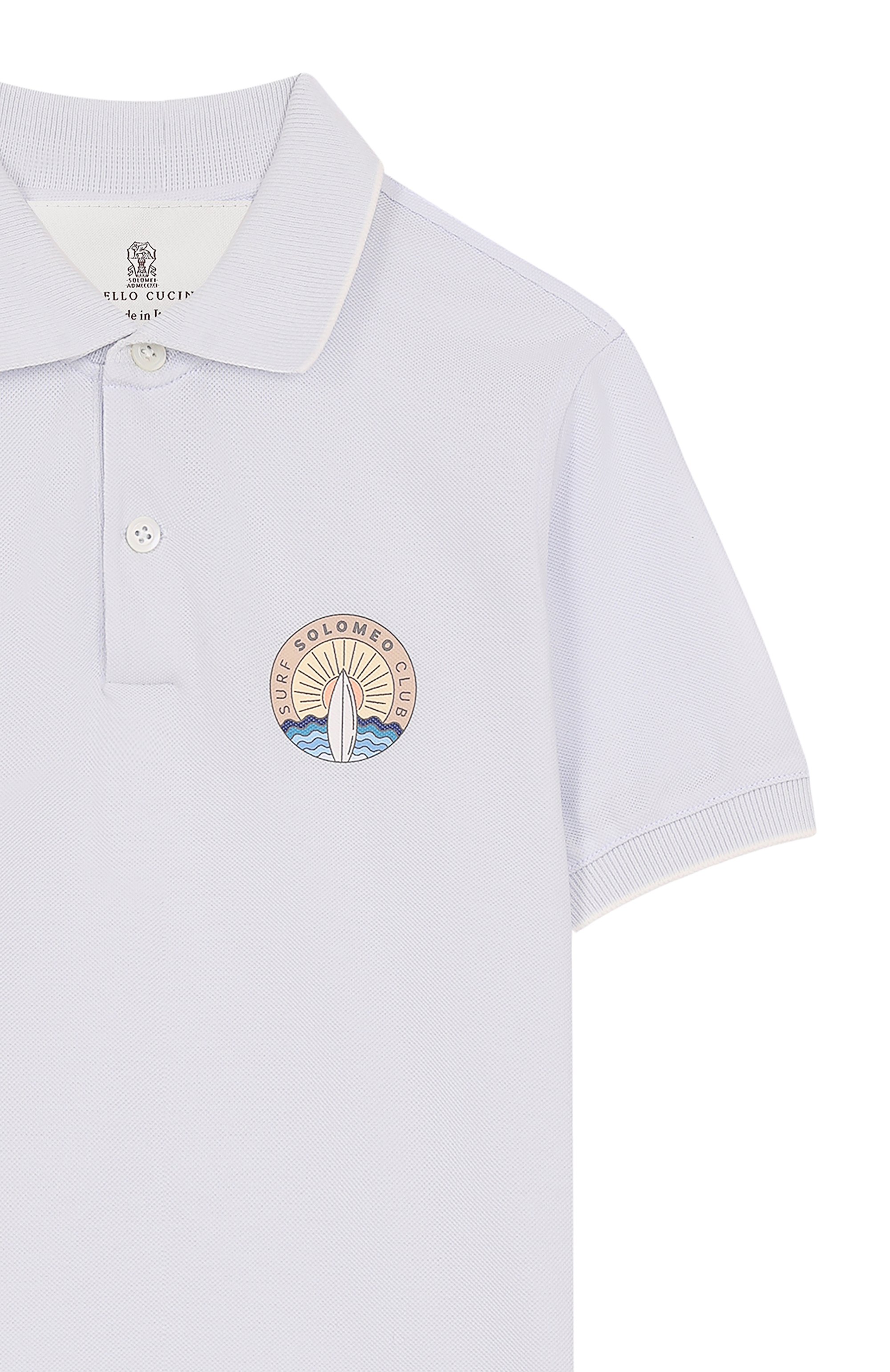 Хлопковое поло BRUNELLO CUCINELLI светло-голубого цвета по цене 34800 руб., арт. BE854T319C, фото 3 Хлопковое поло BRUNELLO CUCINELLI, арт. BE854T319C, фото 3