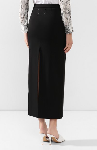 Шерстяная юбка MAISON MARGIELA черного цвета по цене 66850 руб., арт. S51MA0359/S52136, фото 4 Шерстяная юбка MAISON MARGIELA, арт. S51MA0359/S52136, фото 4