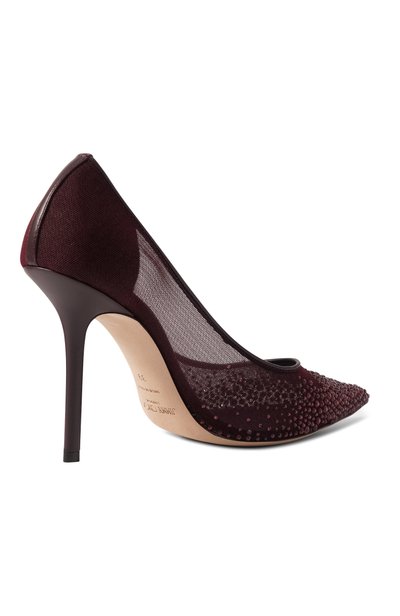 Текстильные туфли love 100 JIMMY CHOO бордового цвета по цене 158500 руб., арт. L0VE100NYT, фото 5 Текстильные туфли love 100 JIMMY CHOO, арт. L0VE100NYT, фото 5