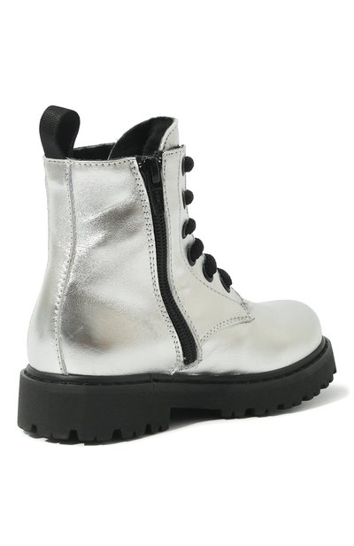 Кожаные ботинки MOSCHINO серебряного цвета по цене 31550 руб., арт. 71868 VAR.2/18-27, фото 3 Кожаные ботинки MOSCHINO, арт. 71868 VAR.2/18-27, фото 3