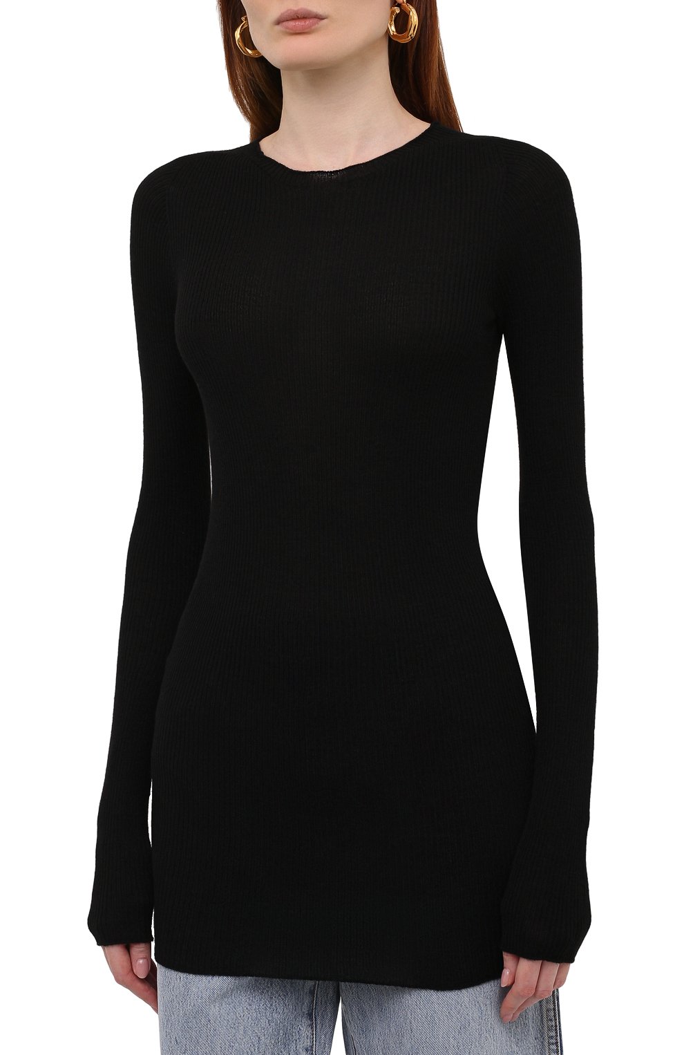 Шерстяной пуловер RICK OWENS черного цвета по цене 45800 руб., арт. RP02A7621/RIBM, фото 3 Шерстяной пуловер RICK OWENS, арт. RP02A7621/RIBM, фото 3