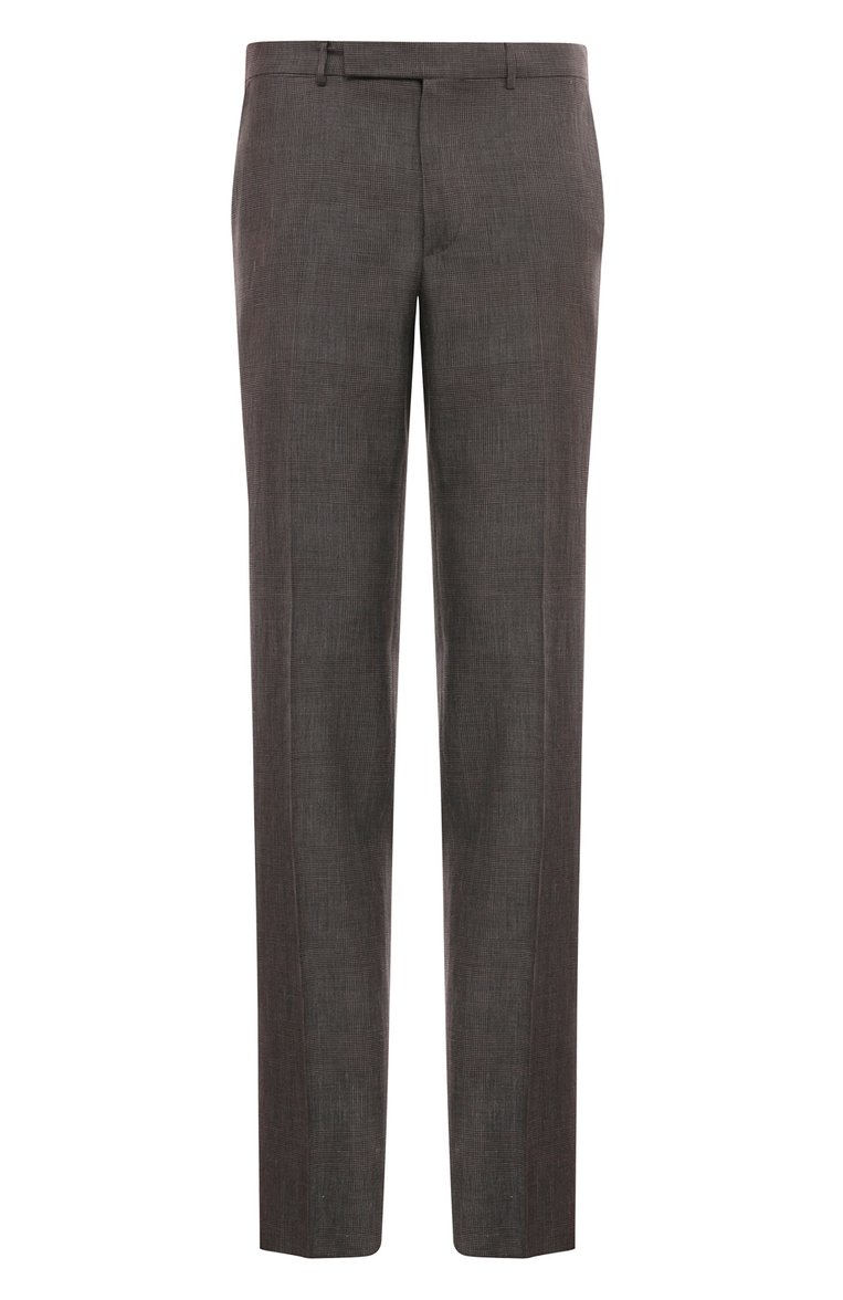 Мужские брюки из шерсти и льна ZEGNA коричневого цвета, арт. 749F09A7/75TB12 | Фото 1 (Материал внешний: Шерсть, Лен; Длина (брюки, джинсы): Стандартные; Случай: Повседневный; Стили: Кэжуэл; Автоматизация ТО: Проставлено; Автоматизация состава: Проставлено)