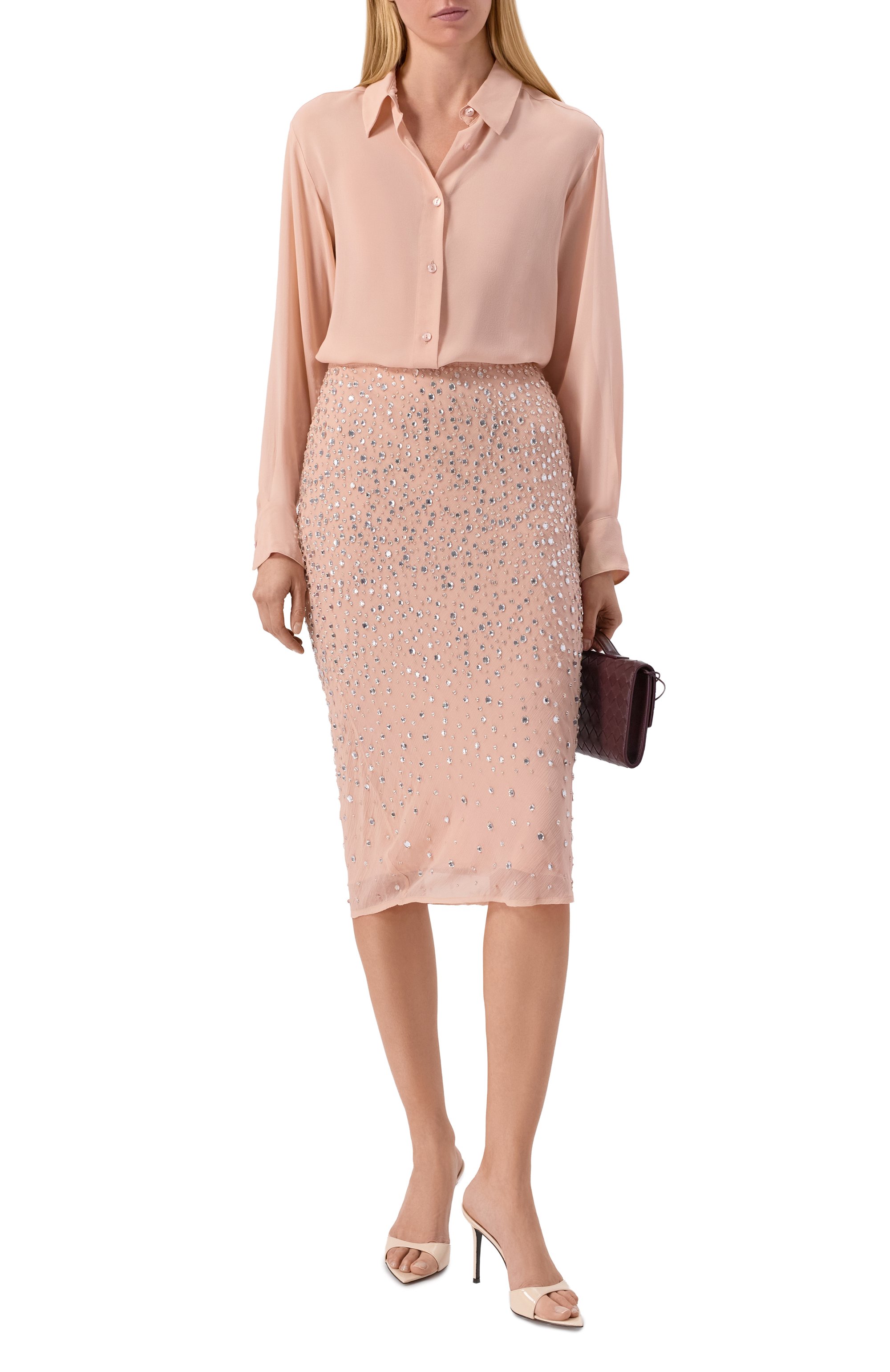 Шелковая юбка с отделкой стразами ALBUS LUMEN розового цвета по цене 89950 руб., арт. AL.RT26.SKIRT01, фото 2 Шелковая юбка с отделкой стразами ALBUS LUMEN, арт. AL.RT26.SKIRT01, фото 2