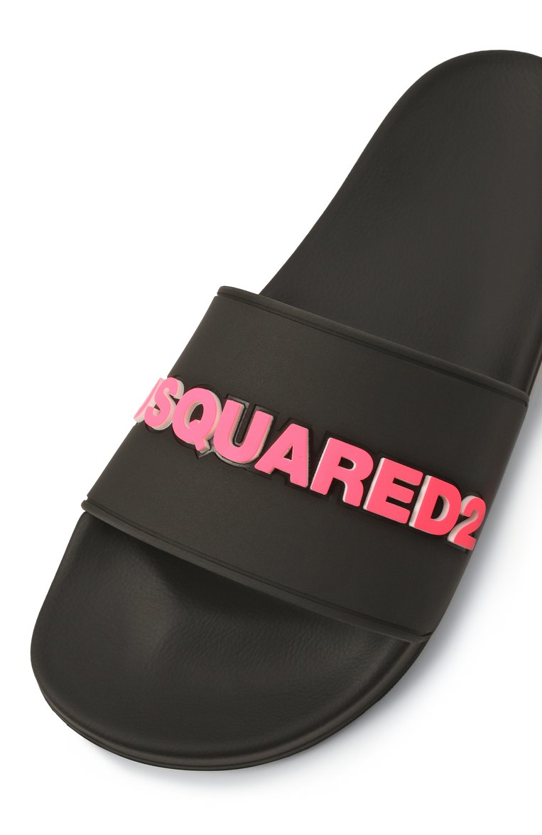 Женские шлепанцы DSQUARED2 черного цвета, арт. FFW0017/17205013 | Фото 7 (Подошва: Платформа; Материал сплава: Проставлено; Драгоценные камни: Проставлено; Материал внешний: Резина)