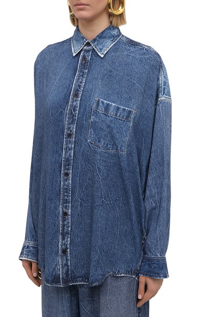 Рубашка из вискозы BALENCIAGA синего цвета по цене 169000 руб., арт. 641469/TJW47, фото 3 Рубашка из вискозы BALENCIAGA, арт. 641469/TJW47, фото 3