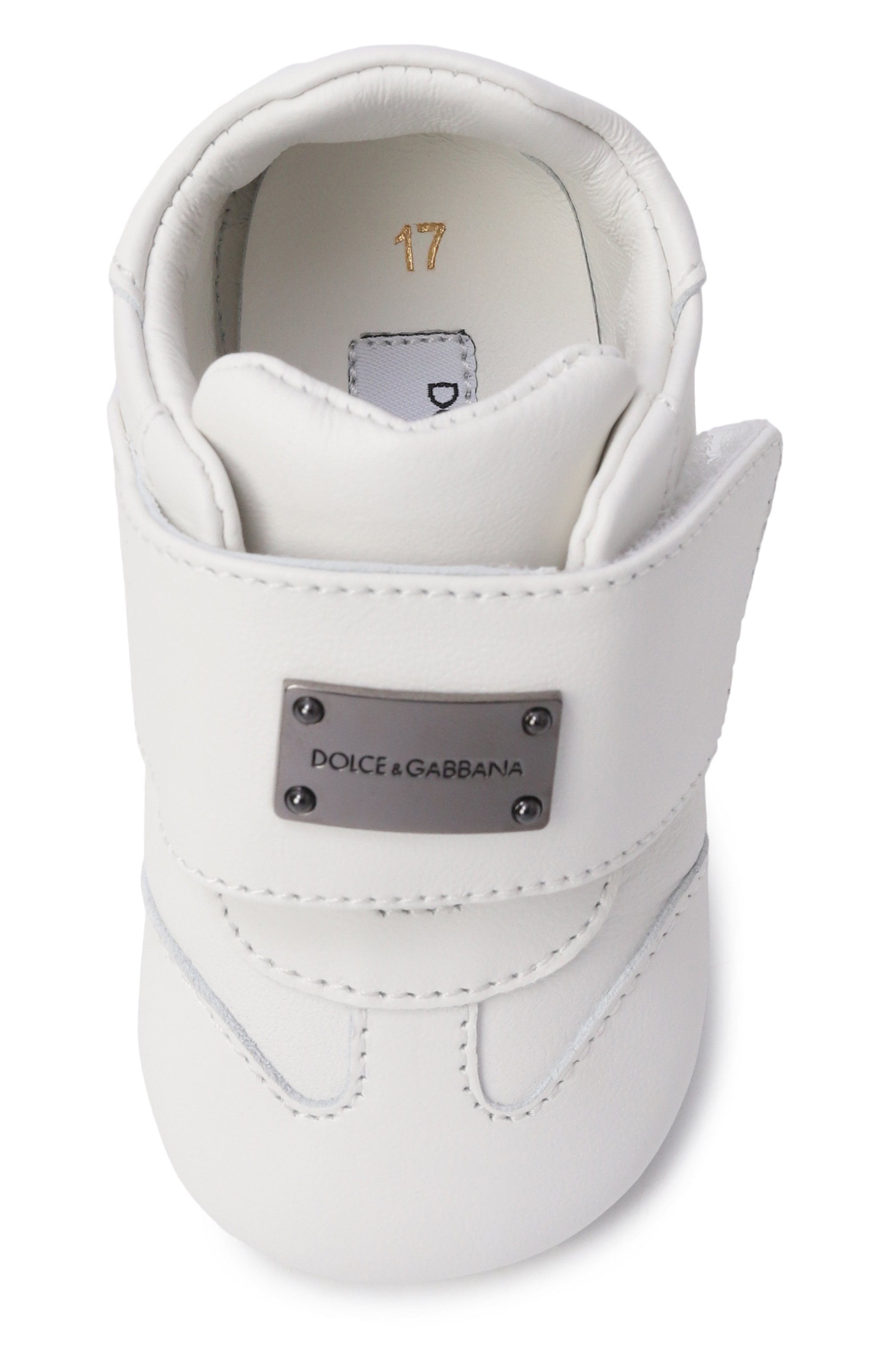 Кожаные пинетки DOLCE & GABBANA белого цвета по цене 27300 руб., арт. DK0147/A1850, фото 4 Кожаные пинетки DOLCE & GABBANA, арт. DK0147/A1850, фото 4