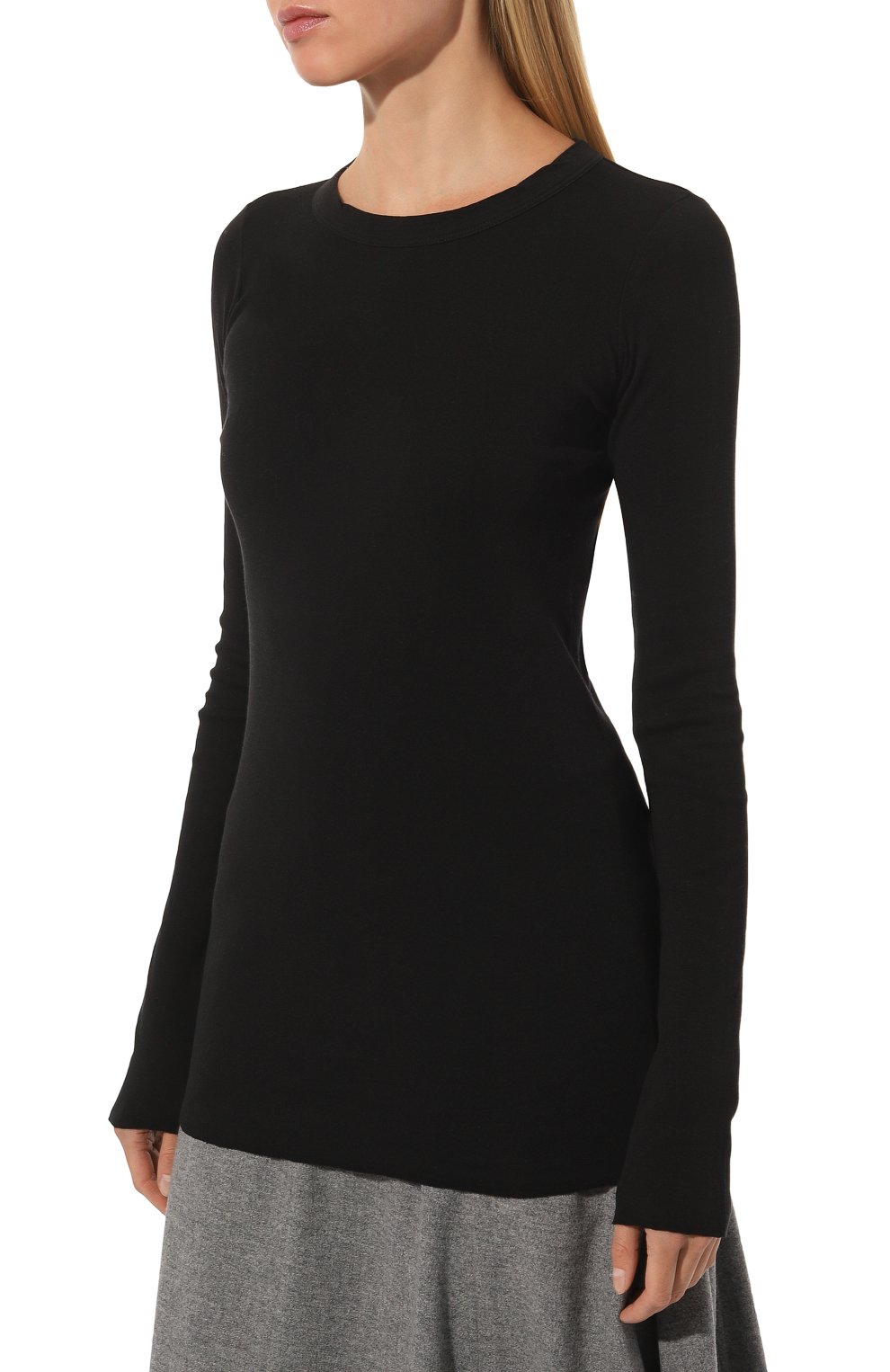 Хлопковый лонгслив RICK OWENS черного цвета по цене 32800 руб., арт. RP01C5202/RD, фото 3 Хлопковый лонгслив RICK OWENS, арт. RP01C5202/RD, фото 3