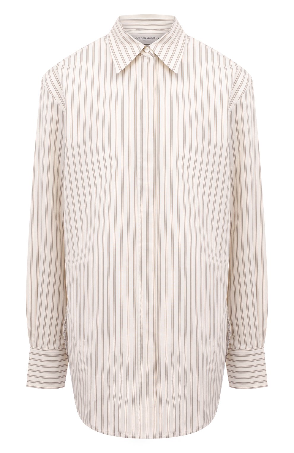 Хлопковая рубашка GOLDEN GOOSE DELUXE BRAND кремового цвета по цене 45550 руб., арт. GWP00820.P001168, фото 1 Хлопковая рубашка GOLDEN GOOSE DELUXE BRAND, арт. GWP00820.P001168, фото 1