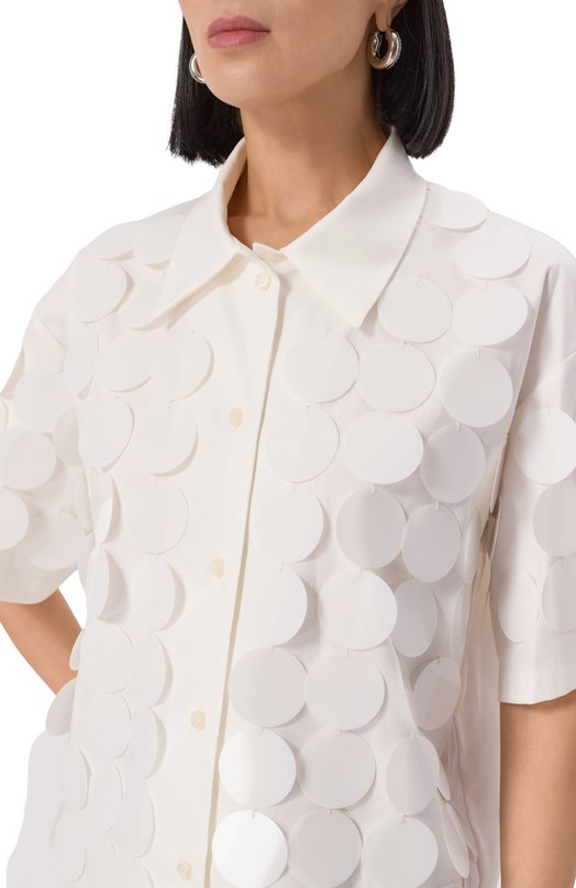 Хлопковая рубашка MSGM 3842MDE18X/257126 Белый  3842MDE18X/257126 Фото 5