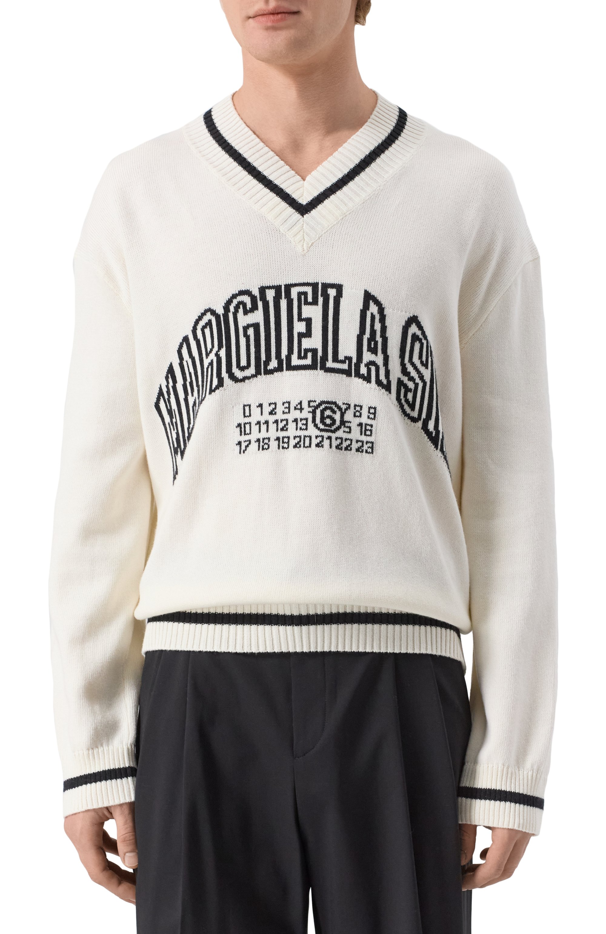 Свитер из хлопка и шерсти MM6, арт. SH0HN0002/M13085, фото 3