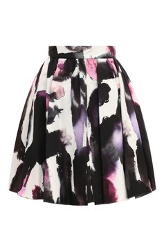 Женская хлопковая юбка ALEXANDER MCQUEEN разноцветного цвета, арт. 734334/QCAG0 | Фото 1 (Длина Ж (юбки, платья, шорты): Мини; Материал сплава: Проставлено; Материал внешний: Хлопок; Драгоценные камни: Проставлено; Стили: Романтичный; Женское Кросс-КТ: юбка-плиссе)