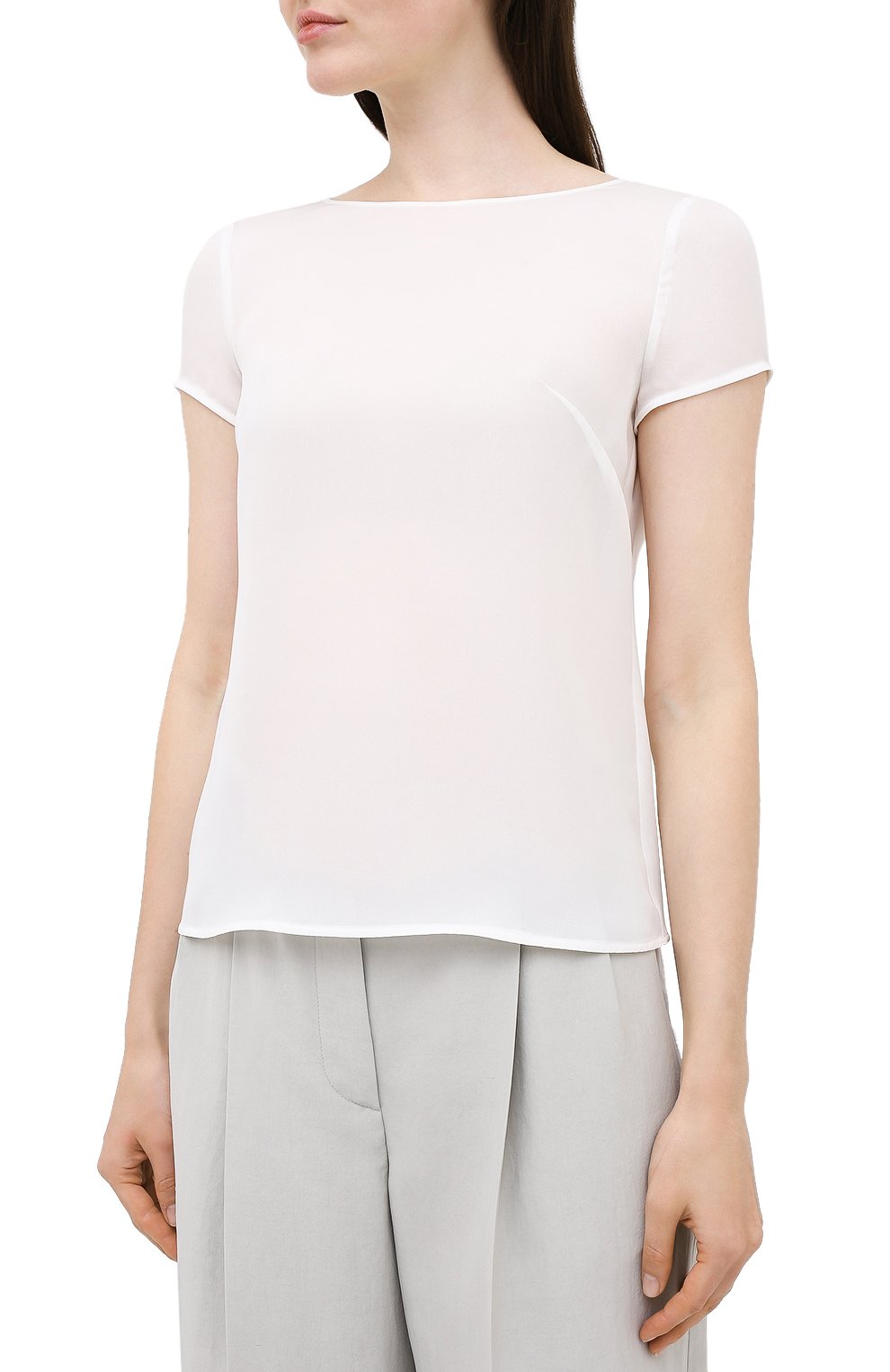 Шелковый топ EMPORIO ARMANI белого цвета по цене 35400 руб., арт. 9NC05T/92306, фото 3 Шелковый топ EMPORIO ARMANI, арт. 9NC05T/92306, фото 3