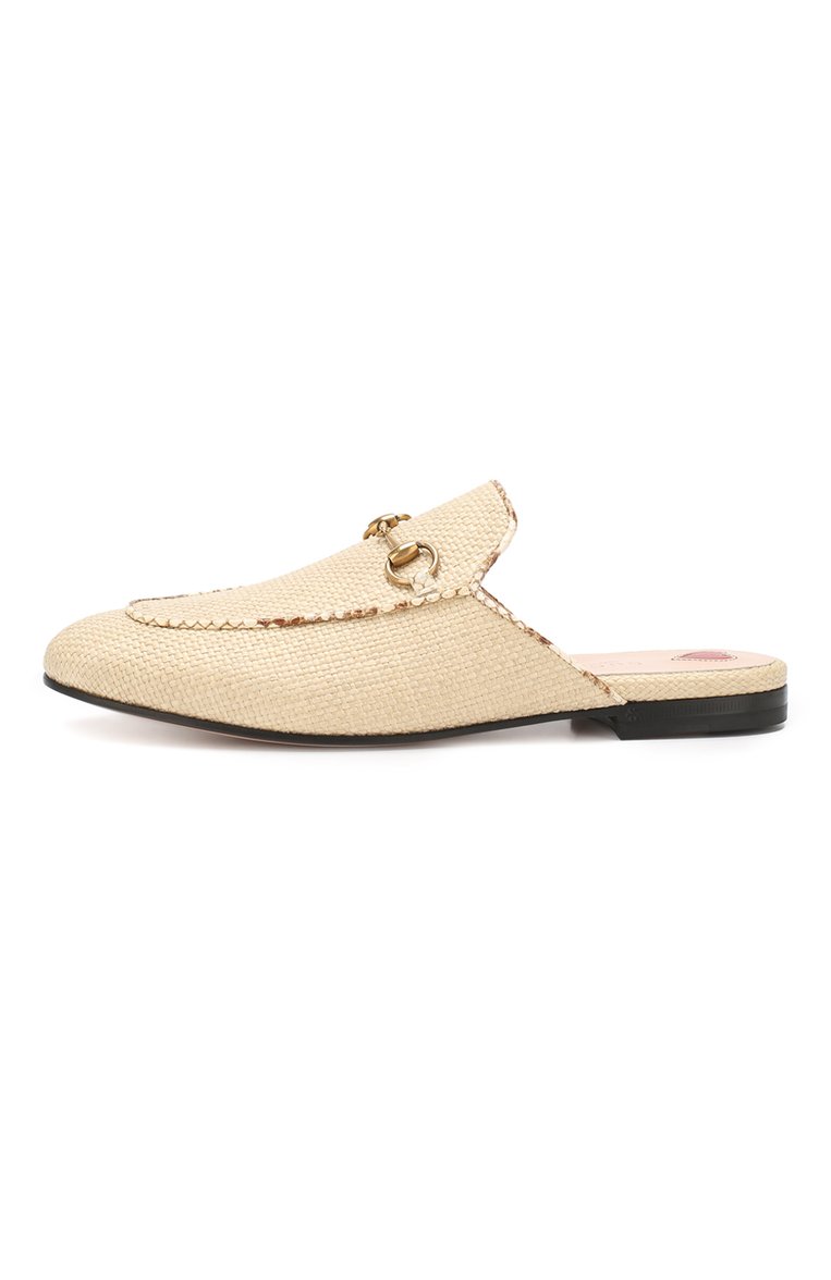 Женские сабо princetown GUCCI бежевого цвета, арт. 475094/GZ610 | Фото 3 (Статус проверки: Проверена категория, Проверено; Подошва: Плоская; Каблук высота: Без каблука, Низкий; Каблук тип: Устойчивый; Материал внешний: Текстиль, Натуральная кожа; Материал внутренний: Натуральная кожа)