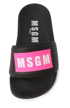 Детский шлепанцы MSGM KIDS черного цвета, арт. 79857/VAR2/24-27 | Фото 4 (Нос: Не проставлено; Материал внутренний: Текстиль; Материал внешний: Резина, Пластик; Материал сплава: Проставлено)