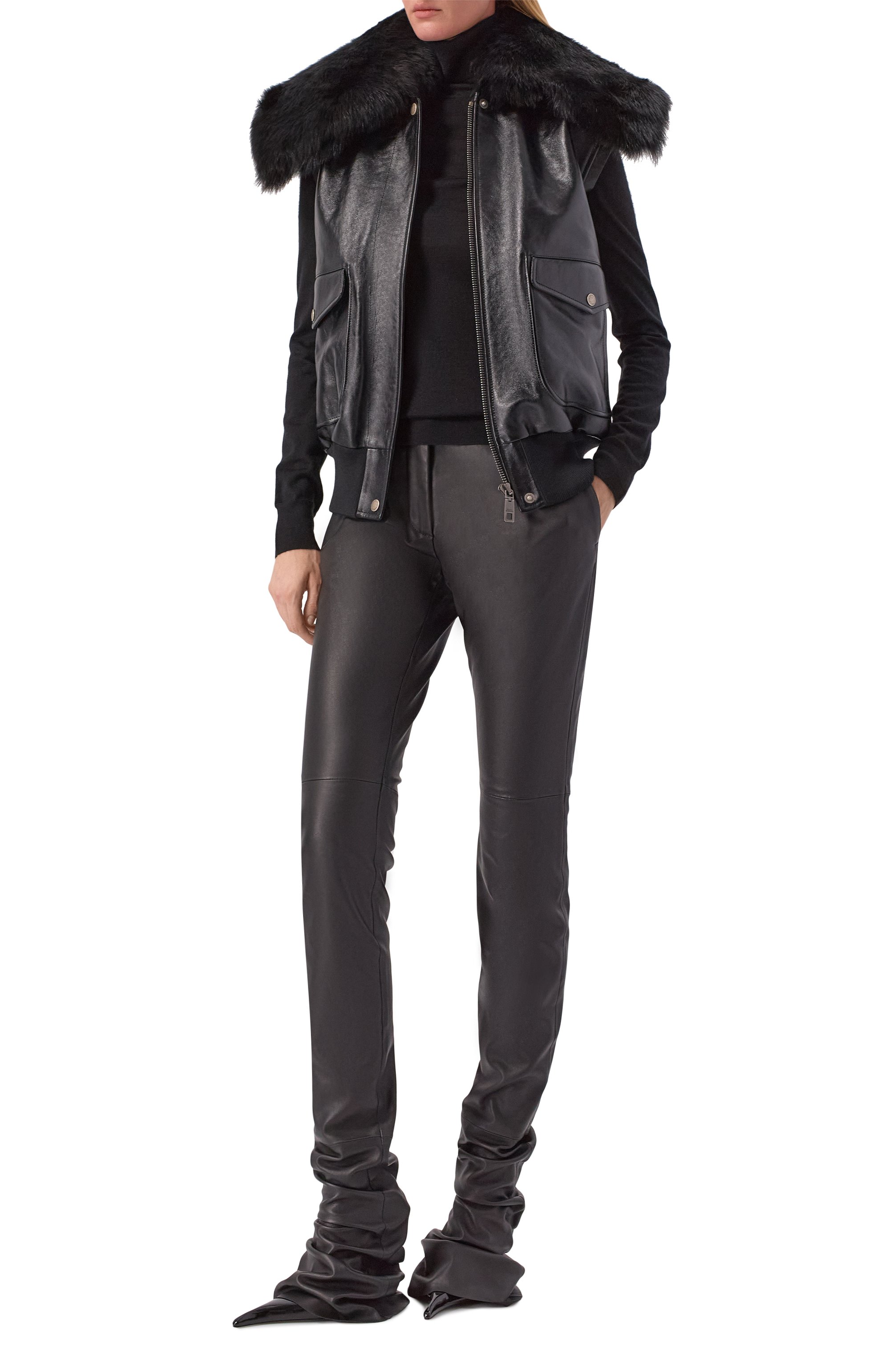 Кожаный жилет с воротником из овчины DOLCE & GABBANA, арт. F9T18L/GDDD4, фото 2