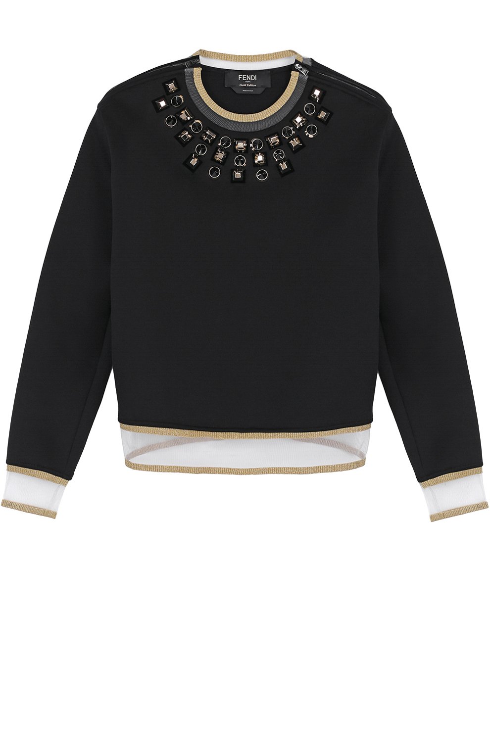 Свитшот с полупрозрачными вставками и декоративной отделкой FENDI, арт. FS6632/02D, фото 1