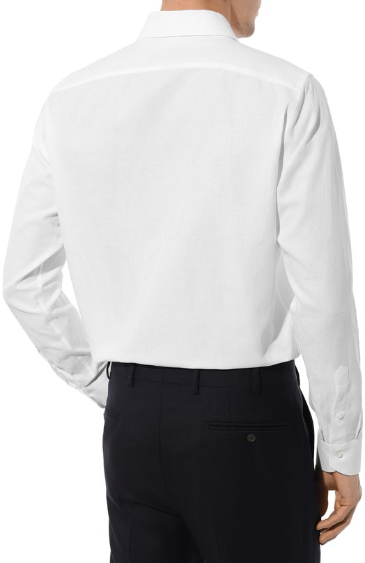 Сорочка из хлопка и льна Canali N798/GR03205 Белый  N798/GR03205 Фото 4