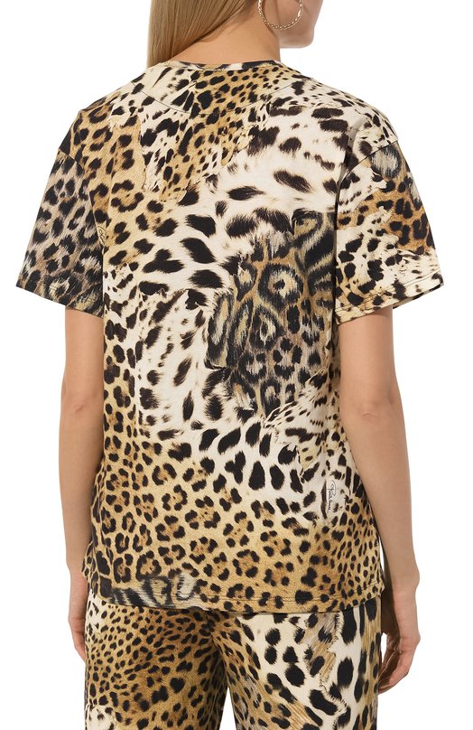 Хлопковая футболка Roberto Cavalli Леопардовый, фото 4