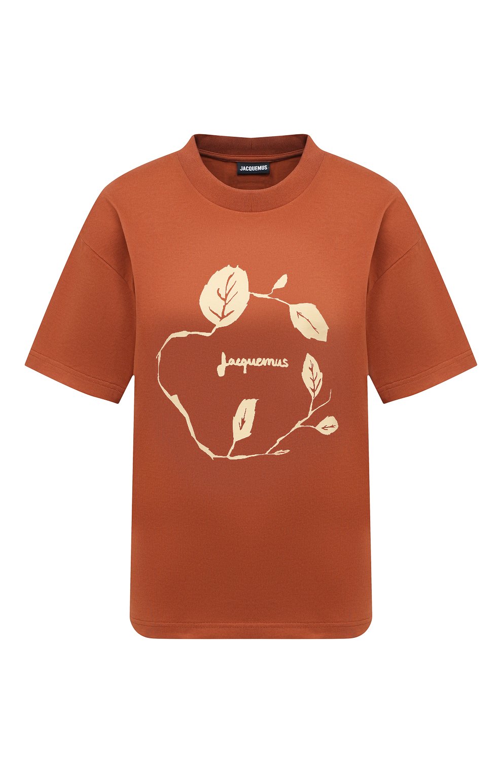 Хлопковая футболка JACQUEMUS коричневого цвета по цене 17950 руб., арт. 211JS12/22408L, фото 1 Хлопковая футболка JACQUEMUS, арт. 211JS12/22408L, фото 1