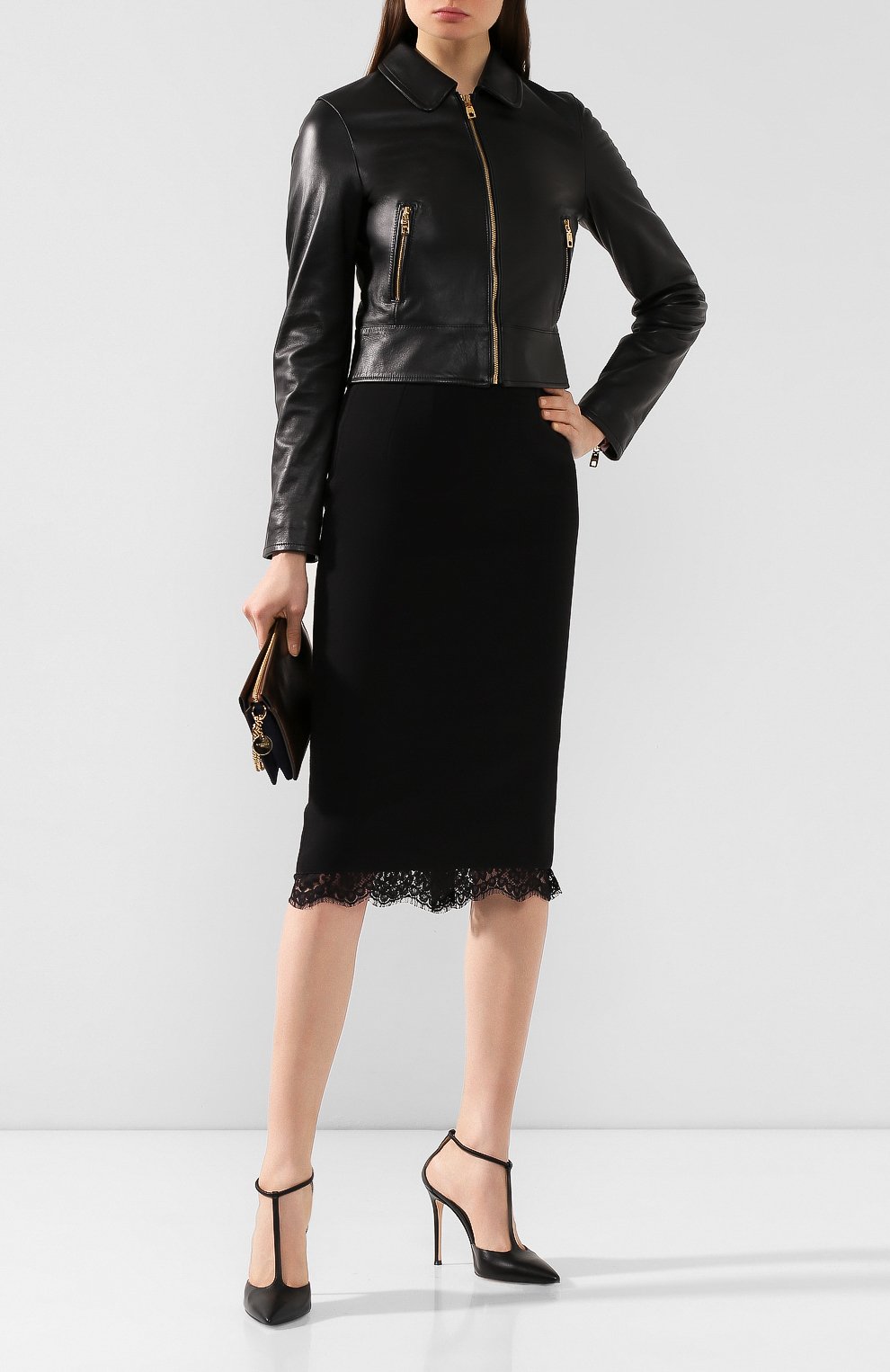 Кожаная куртка DOLCE & GABBANA черного цвета по цене 246000 руб., арт. F9G13L/FUL89, фото 2 Кожаная куртка DOLCE & GABBANA, арт. F9G13L/FUL89, фото 2