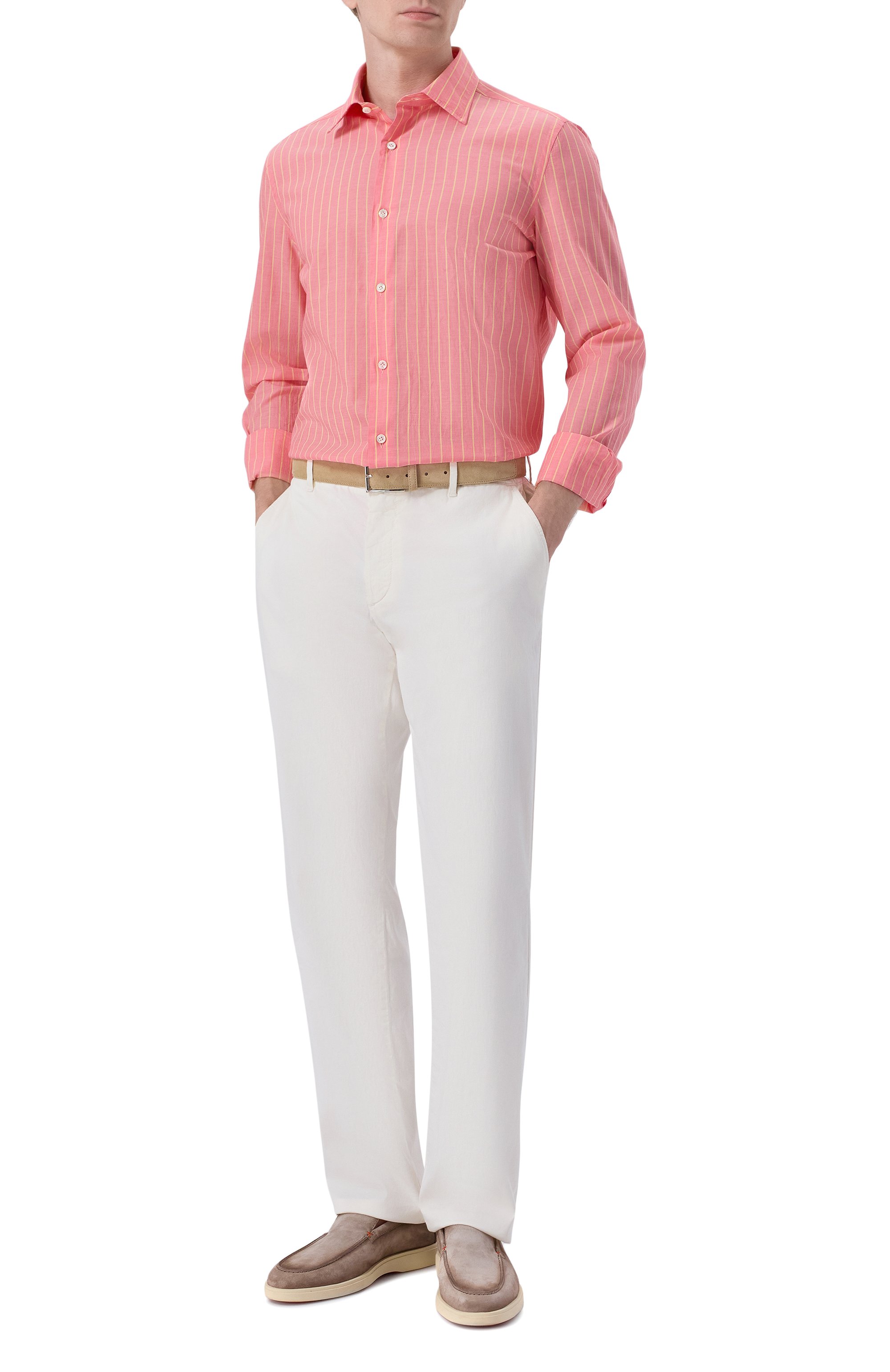 Хлопковая рубашка GIAMPAOLO розового цвета по цене 42450 руб., арт. 608/TS44284, фото 2 Хлопковая рубашка GIAMPAOLO, арт. 608/TS44284, фото 2