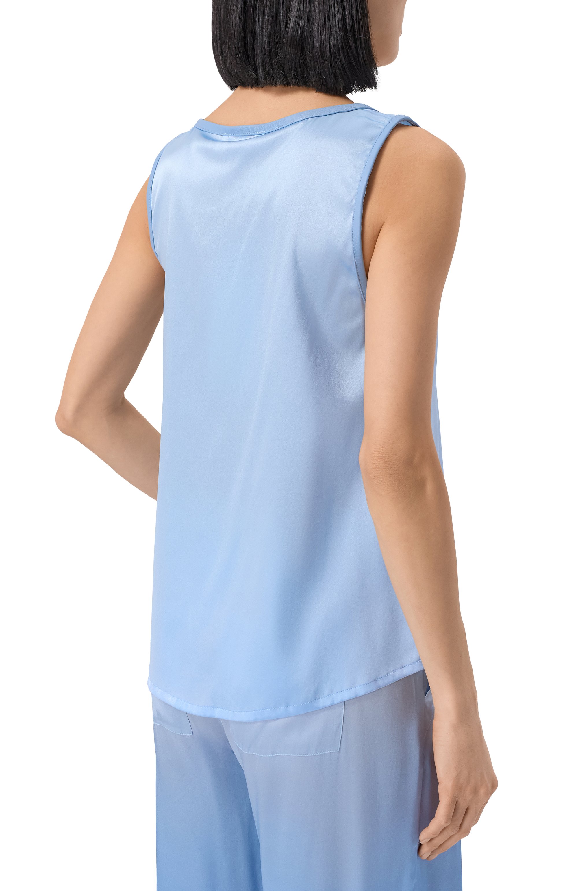 Атласный топ MAX AND MOI голубого цвета по цене 27200 руб., арт. E25TAILA, фото 4 Атласный топ MAX AND MOI, арт. E25TAILA, фото 4