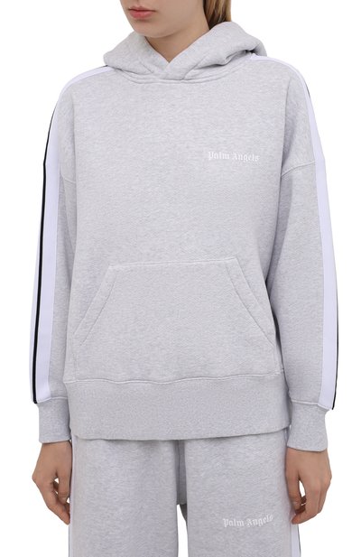 Хлопковое худи PALM ANGELS светло-серого цвета по цене 46100 руб., арт. PWBB023F21FLE0010801, фото 3 Хлопковое худи PALM ANGELS, арт. PWBB023F21FLE0010801, фото 3