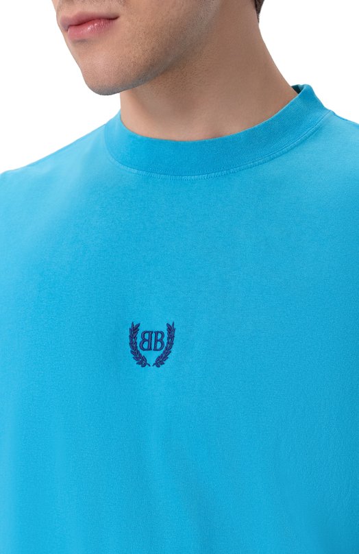 Хлопковая футболка Balenciaga 764235/TSVC9 Голубой  764235/TSVC9 Фото 5