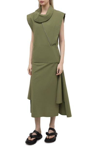 Хлопковое платье KENZO хаки цвета по цене 76850 руб., арт. FB52R00349SA, фото 3 Хлопковое платье KENZO, арт. FB52R00349SA, фото 3