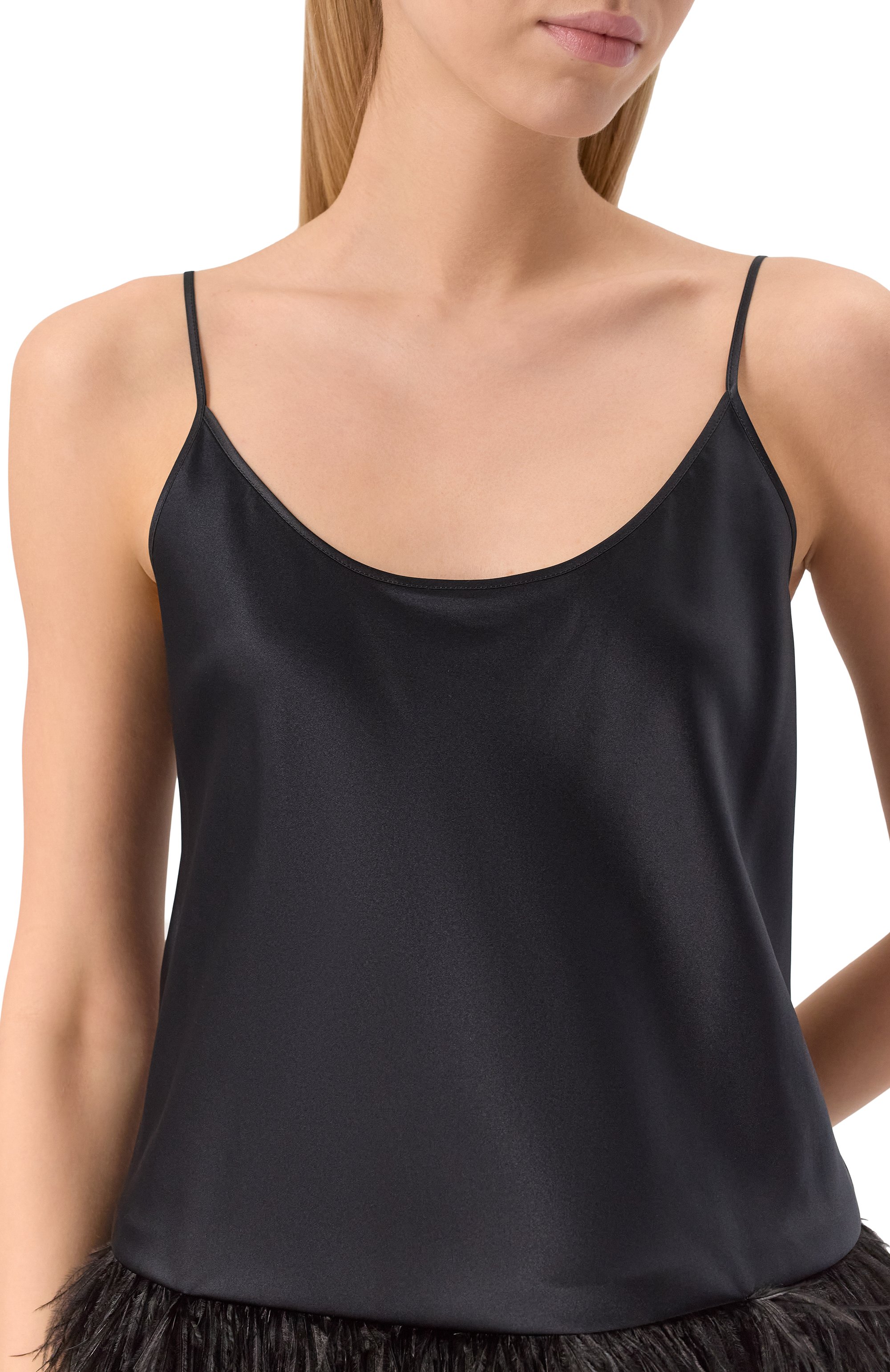 Шелковый топ с отделкой перьями EDOMO, арт. T002007FW2324, фото 5