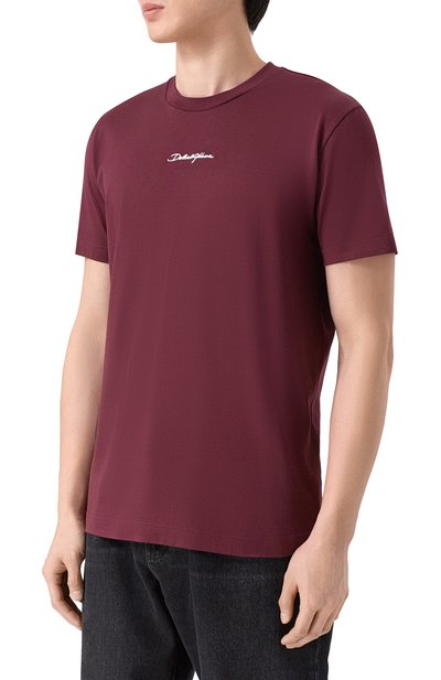 Хлопковая футболка DOLCE & GABBANA бордового цвета по цене 52150 руб., арт. G8RN8Z/G7P0C, фото 3 Хлопковая футболка DOLCE & GABBANA, арт. G8RN8Z/G7P0C, фото 3