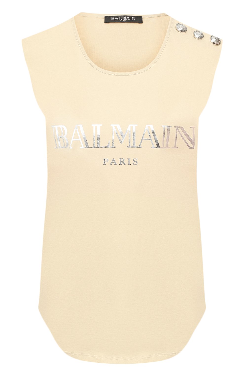 Хлопковый топ BALMAIN бежевого цвета по цене 29950 руб., арт. RF11075/I042, фото 1 Хлопковый топ BALMAIN, арт. RF11075/I042, фото 1