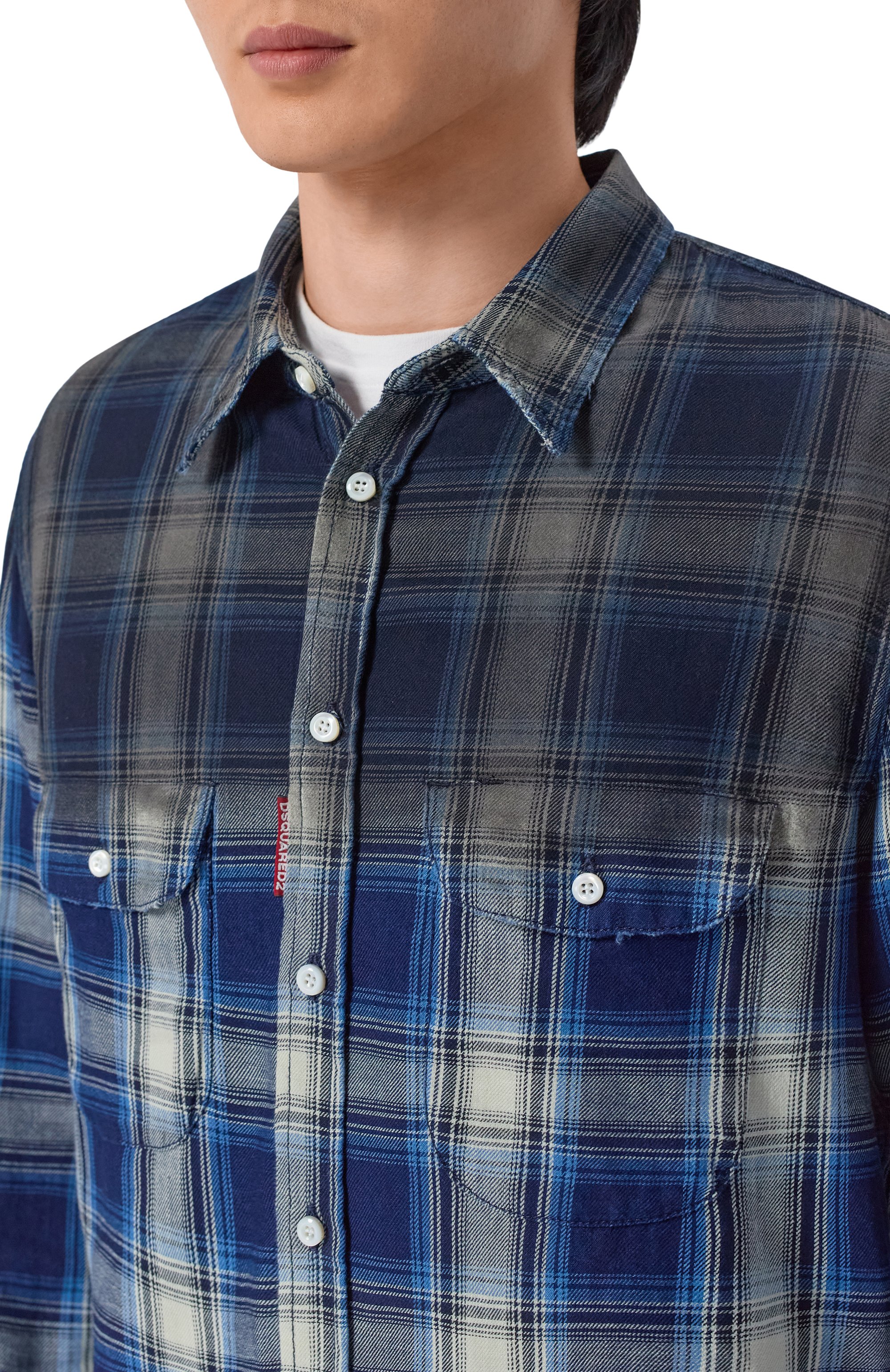 Хлопковая рубашка DSQUARED2 синего цвета по цене 66550 руб., арт. S74DM0993/D35206, фото 5 Хлопковая рубашка DSQUARED2, арт. S74DM0993/D35206, фото 5