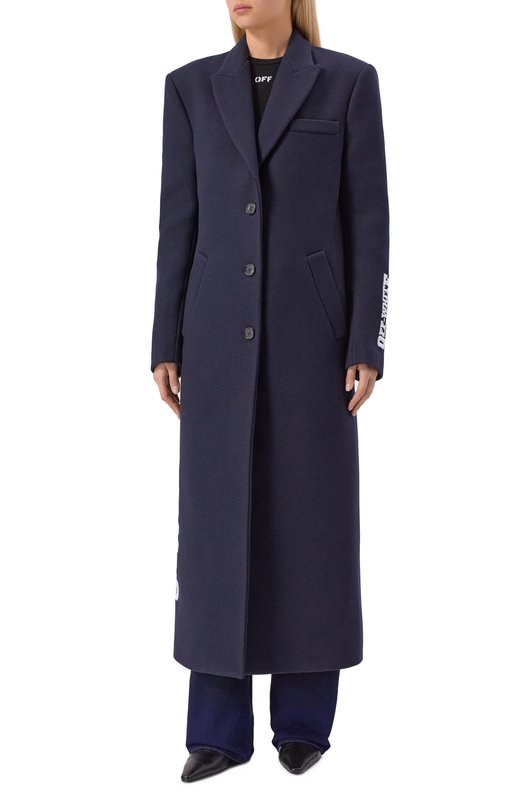 Шерстяное пальто Off-White 0WER02JF25FAB001 Синий  0WER02JF25FAB001 Фото 3