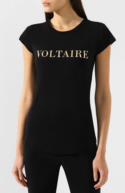 Футболка из смеси хлопка и вискозы ZADIG AND VOLTAIRE черного цвета по цене 6995 руб., арт. SHTS1810F, фото 3 Футболка из смеси хлопка и вискозы ZADIG AND VOLTAIRE, арт. SHTS1810F, фото 3