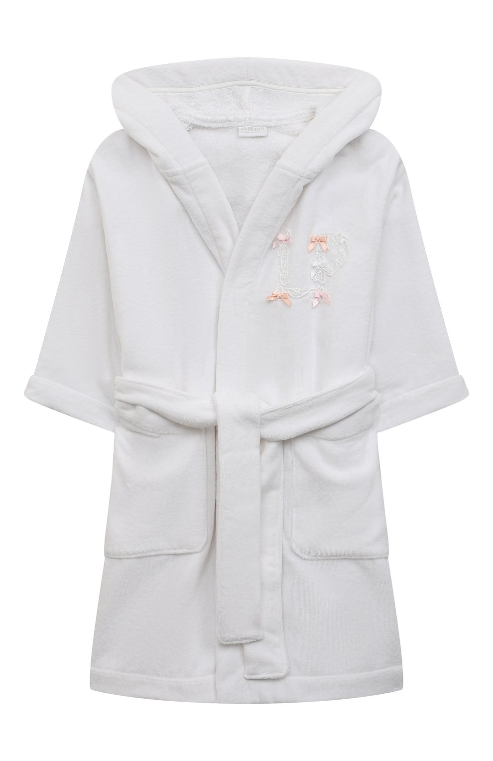 Хлопковый халат LA PERLA белого цвета по цене 19650 руб., арт. 71020/8A-14A, фото 1 Хлопковый халат LA PERLA, арт. 71020/8A-14A, фото 1