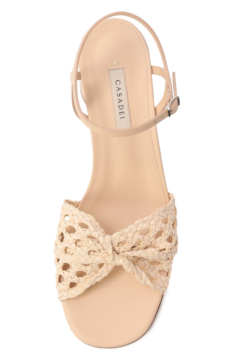 Женские кожаные босоножки cleo lovers 50 CASADEI светло-бежевого цвета, арт. 1L370J0501/T0516 | Фото 6 (Каблук высота: Средний; Подошва: Плоская; Материал внешний: Натуральная кожа; Автоматизация ТО: Проставлено; Автоматизация состава: Проставлено; Каблук тип: Устойчивый)