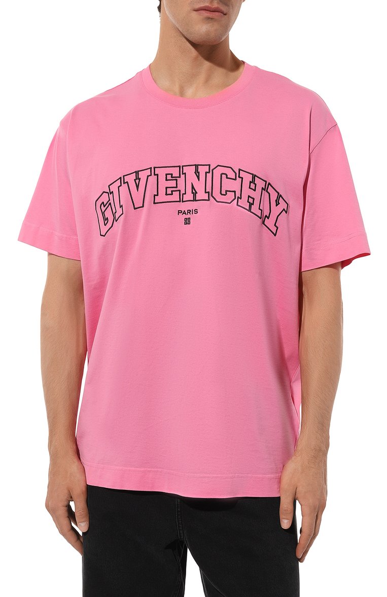 Мужская хлопковая футболка GIVENCHY розового цвета, арт. BM71CW/3Y6B | Фото 3 (Рукава: Короткие; Длина (для топов): Стандартные; Материал внешний: Хлопок; Стили: Спорт-шик; Принт: С принтом; Кросс-КТ: Джерси; Мужское Кросс-КТ: Футболка-одежда)