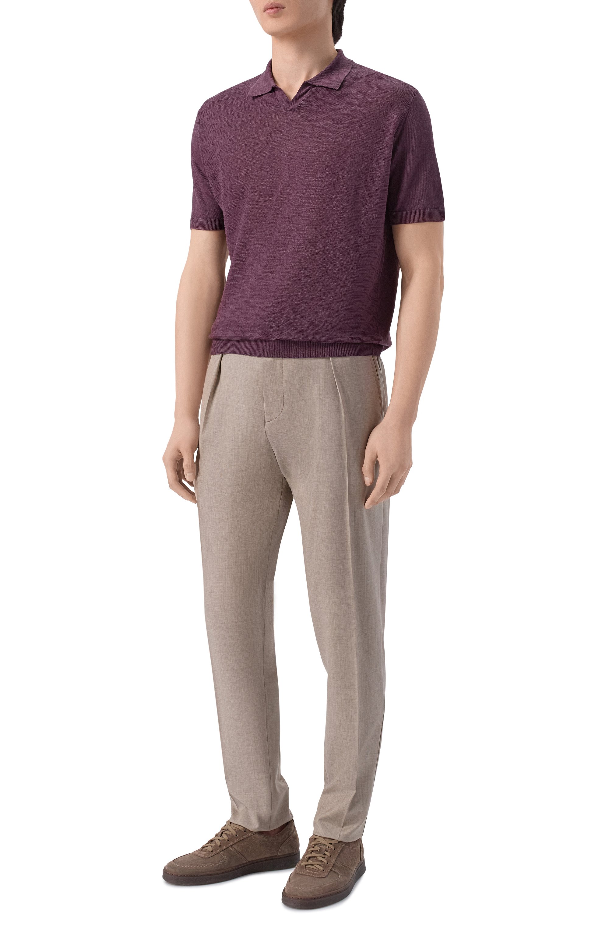 Льняное поло CORNELIANI фиолетового цвета по цене 57650 руб., арт. 27M570/2725135, фото 2 Льняное поло CORNELIANI, арт. 27M570/2725135, фото 2