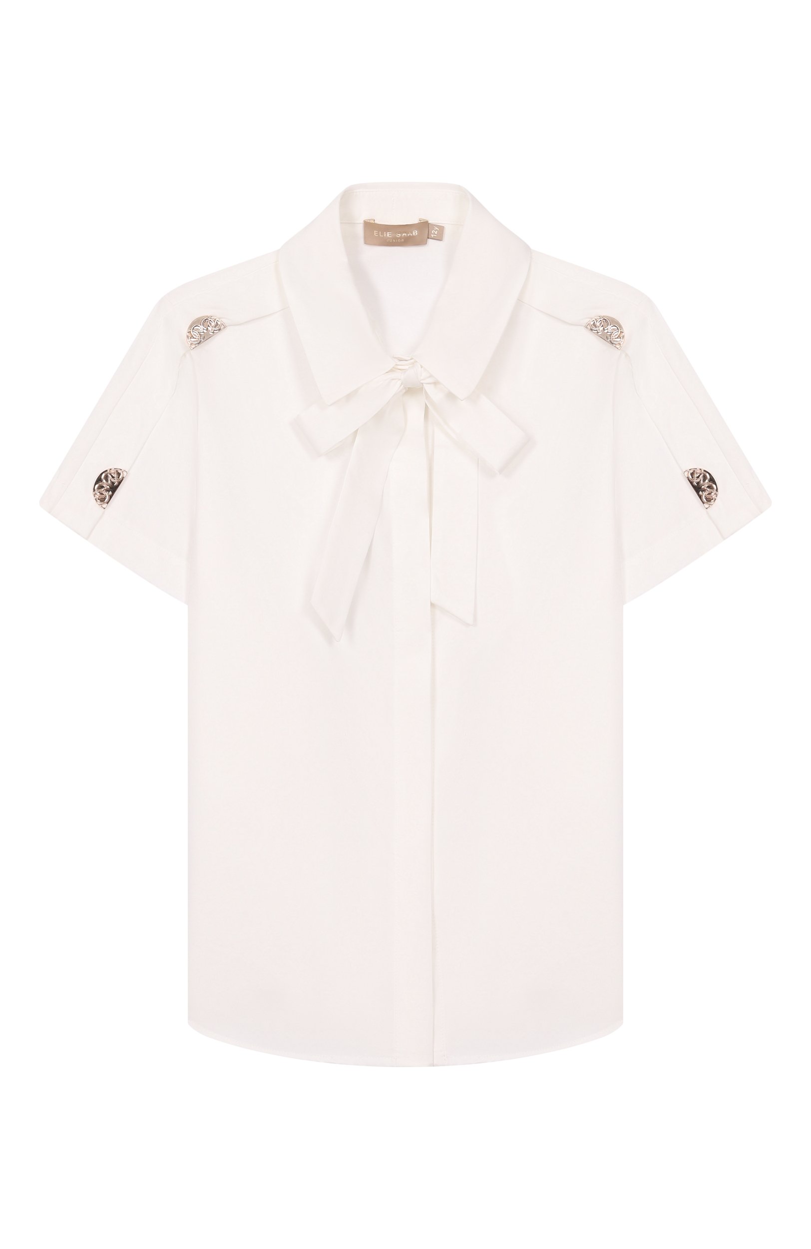 Хлопковая блузка ELIE SAAB KIDS молочного цвета по цене 39950 руб., арт. EFCA031/TS0724_001, фото 1 Хлопковая блузка ELIE SAAB KIDS, арт. EFCA031/TS0724_001, фото 1