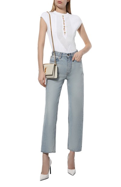 Боди из вискозы BALMAIN белого цвета по цене 133500 руб., арт. XF1BC000/KB07, фото 2 Боди из вискозы BALMAIN, арт. XF1BC000/KB07, фото 2