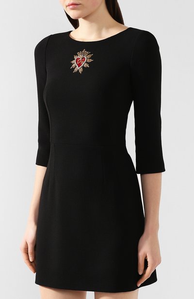 Шерстяное платье DOLCE & GABBANA черного цвета по цене 170000 руб., арт. F68A1Z/FU2TZ, фото 3 Шерстяное платье DOLCE & GABBANA, арт. F68A1Z/FU2TZ, фото 3