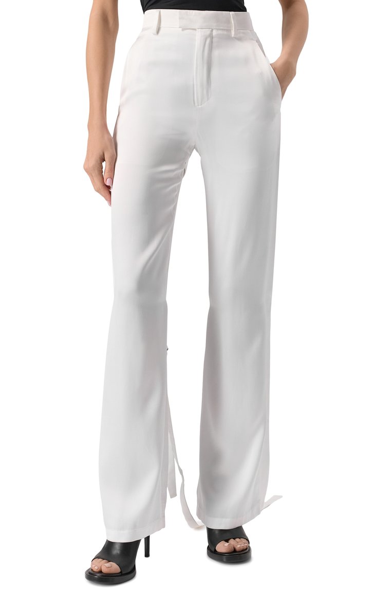 Женские брюки из вискозы ANN DEMEULEMEESTER белого цвета, арт. B0012420/FA573 | Фото 3 (Материал внешний: Вискоза; Длина (брюки, джинсы): Удлиненные; Материал сплава: Проставлено; Драгоценные камни: Проставлено; Стили: Кэжуэл; Силуэт Ж (брюки и джинсы): Прямые; Кросс-КТ: костюм; Женское Кросс-КТ: Брюки-одежда)