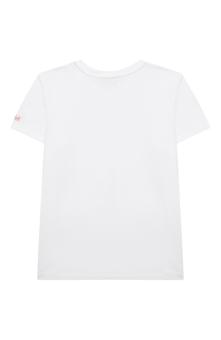 Детская хлопковая футболка MC2 SAINT BARTH белого цвета, арт. STBK/ELLY P/00114D | Фото 2 (Девочки Кросс-КТ: футболка-одежда; Рукава: Короткие; Материал сплава: Проставлено; Материал внешний: Хлопок; Драгоценные камни: Проставлено)