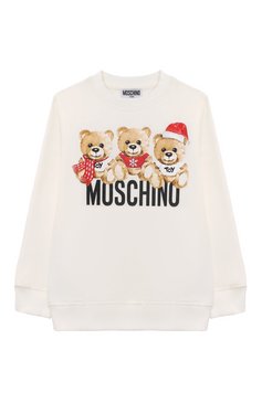 Детский хлопковый свитшот MOSCHINO белого цвета, арт. HVF05R/LDA26/10A-14A | Фото 1 (Рукава: Длинные; Материал сплава: Проставлено; Материал внешний: Хлопок; Драгоценные камни: Проставлено; Мальчики Кросс-КТ: Свитшот-одежда)