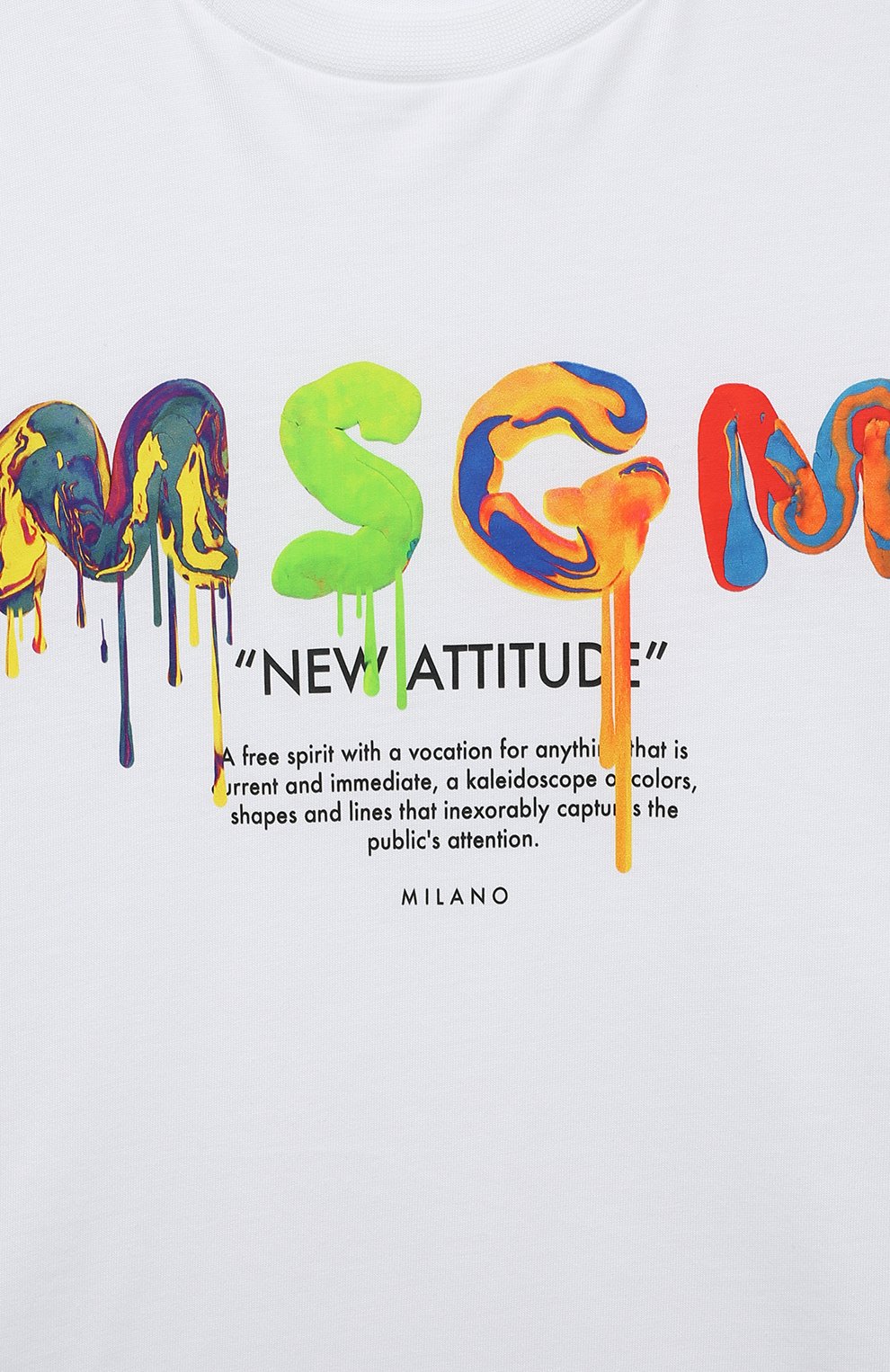 Хлопковая футболка MSGM KIDS белого цвета по цене 6685 руб., арт. F3MSJBTH168, фото 3 Хлопковая футболка MSGM KIDS, арт. F3MSJBTH168, фото 3