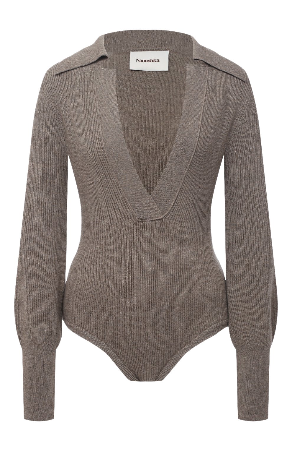 Боди NANUSHKA серого цвета по цене 38150 руб., арт. DANE_F0SSILE_RECYCLED CASHMERE KNIT, фото 1 Боди NANUSHKA, арт. DANE_F0SSILE_RECYCLED CASHMERE KNIT, фото 1