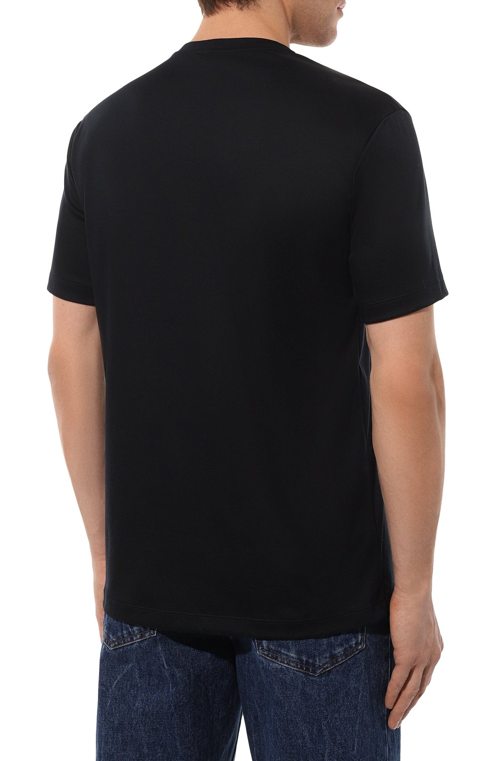 Хлопковая футболка GIORGIO ARMANI темно-синего цвета по цене 53450 руб., арт. 6LSM90/SJTKZ, фото 4 Хлопковая футболка GIORGIO ARMANI, арт. 6LSM90/SJTKZ, фото 4