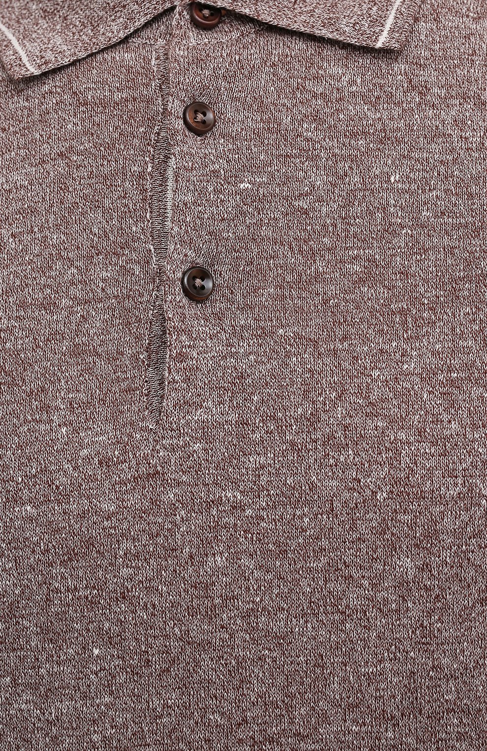 Поло изо льна и хлопка FIORONI коричневого цвета по цене 43950 руб., арт. MK20701C1, фото 5 Поло изо льна и хлопка FIORONI, арт. MK20701C1, фото 5