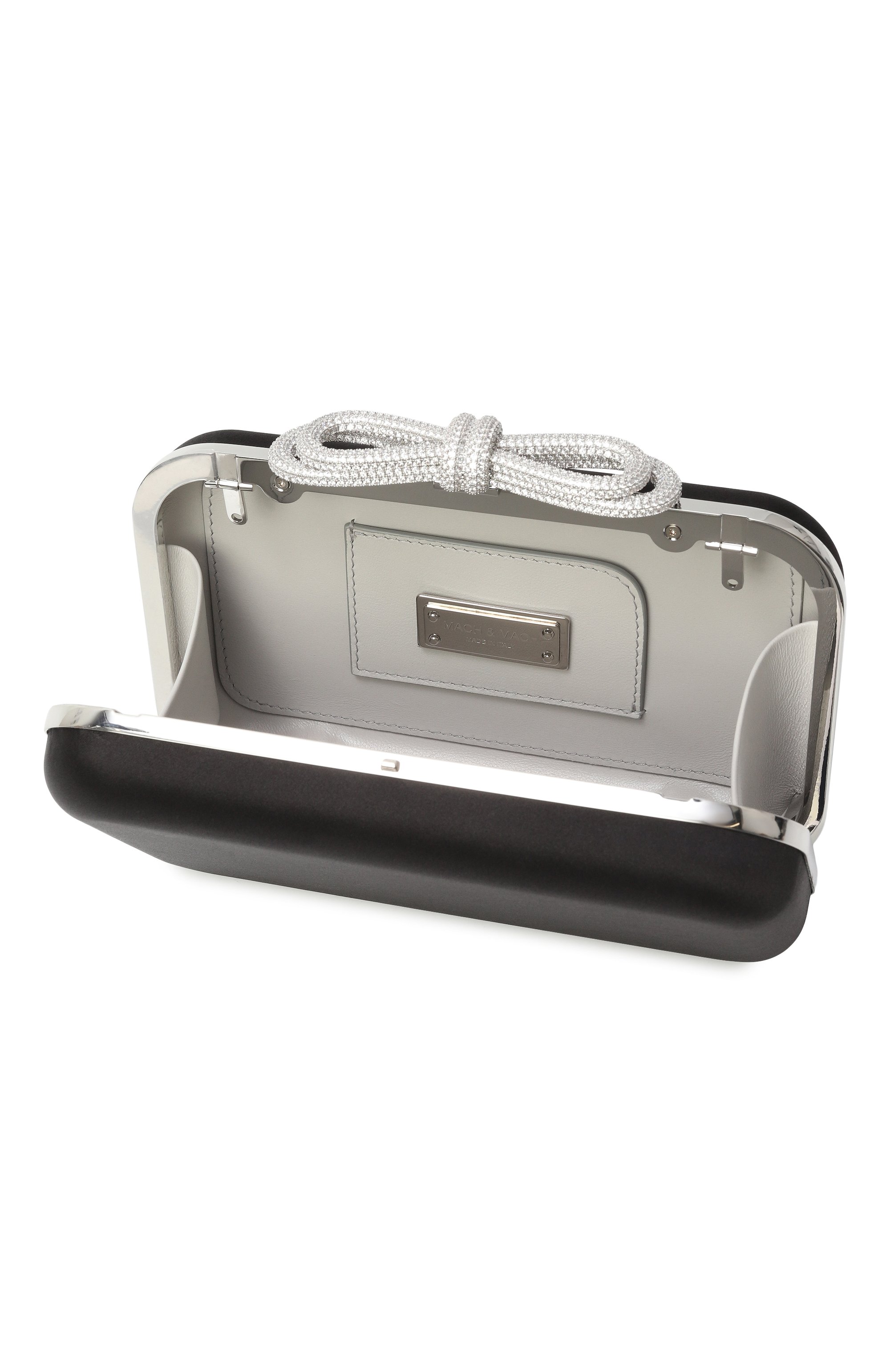 Клатч double bow small MACH & MACH черного цвета по цене 138500 руб., арт. MMCB-BG0002-CRP-BLK, фото 5 Клатч double bow small MACH & MACH, арт. MMCB-BG0002-CRP-BLK, фото 5